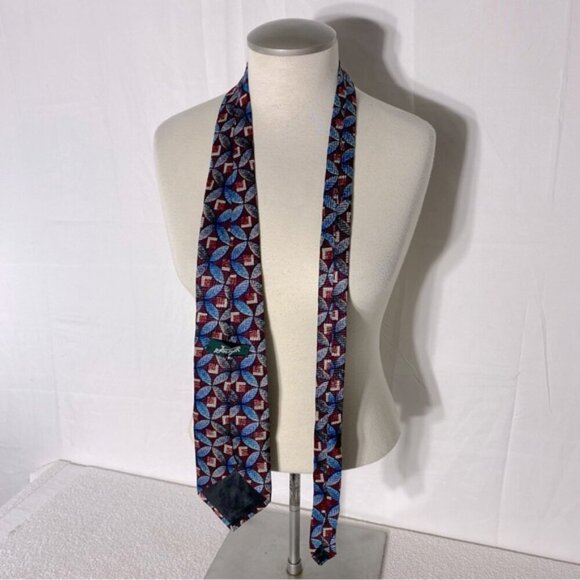 Vintage Forsyth Blue Red Geometric Print Tie - Picture 2 of 9